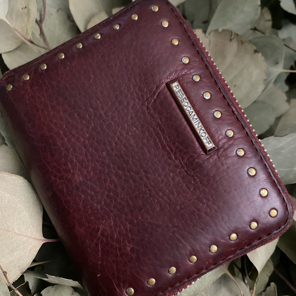 Burgundy Leather Studded Wallet